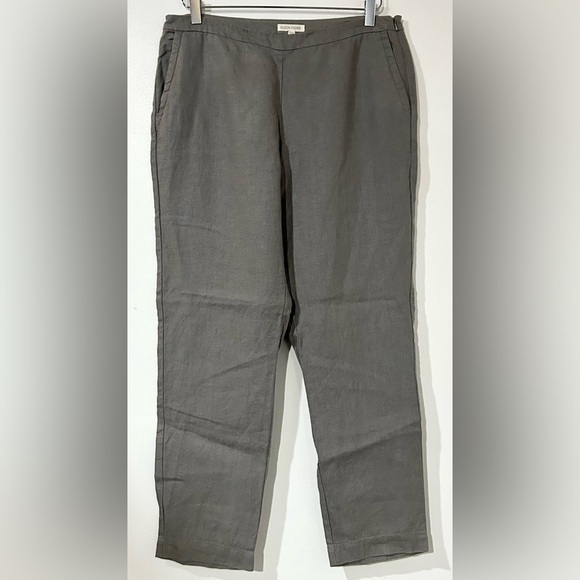 Eileen Fisher Linen Tapered Ankle Pants in Gray S